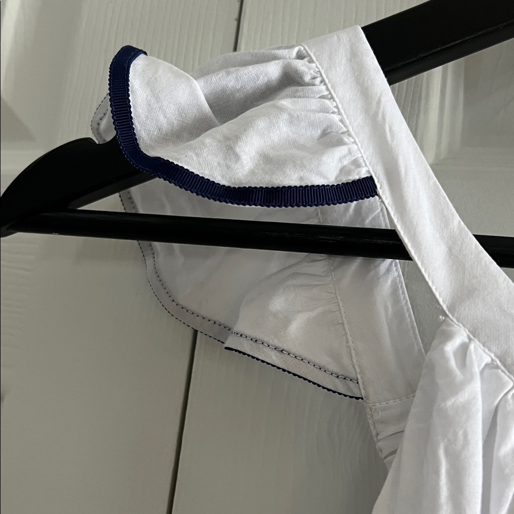 Crewcuts Girls White Flutter Sleeve Dress Navy Trim Nautical Size 10 - Picture 7 of 14